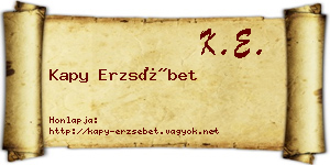 Kapy Erzsébet névjegykártya